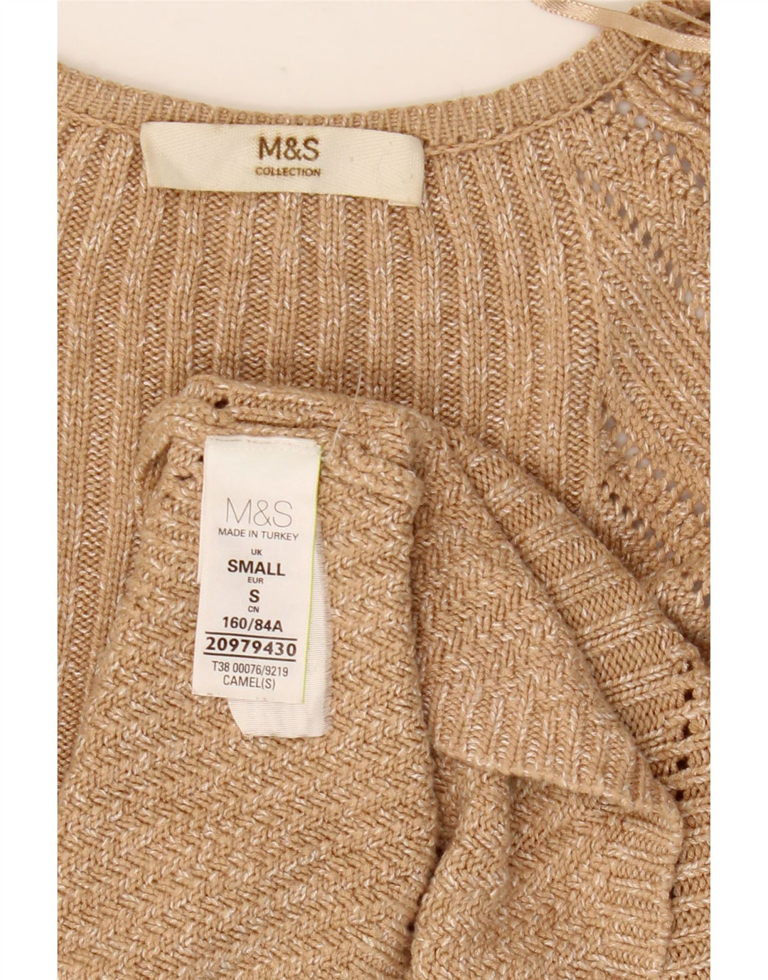 Marks & Spencer Damen-Strickjacke in Übergröße, Gr. 10, Größe S, Beige gefleckt