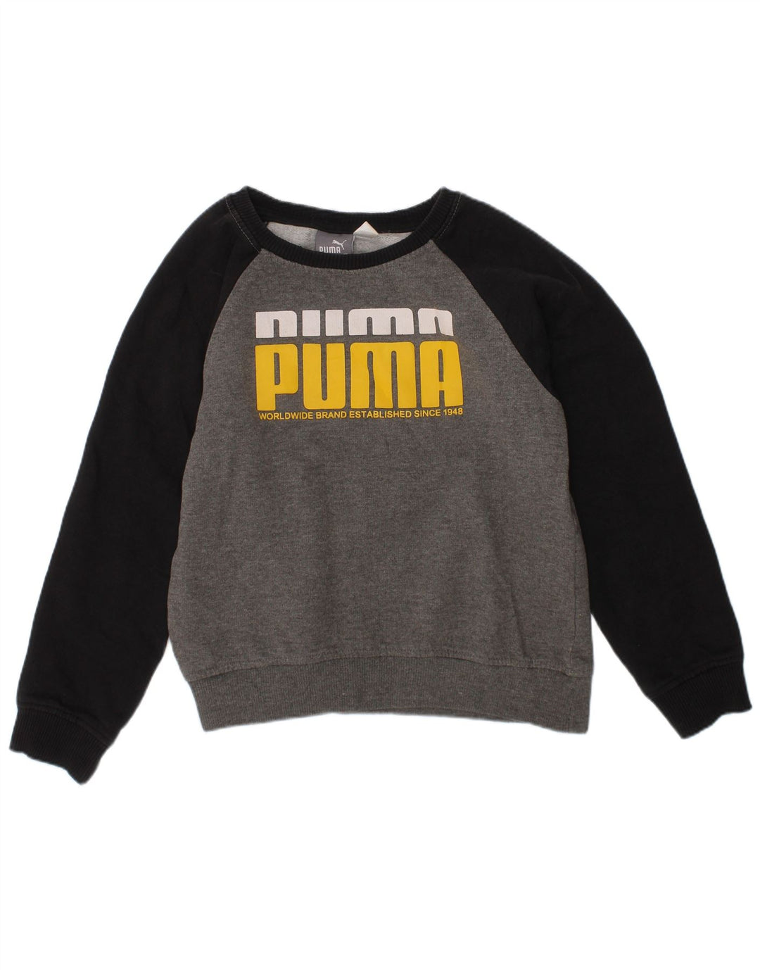 Puma Jungen Grafik-Sweatshirt-Pullover, 5–6 Jahre, graue Baumwolle