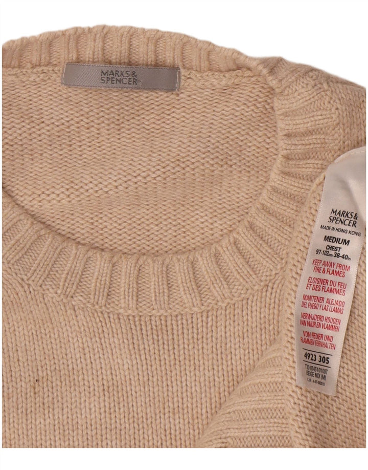 Marks & Spencer Herren-Pullover mit Rundhalsausschnitt, UK 38/40, mittelbeige Baumwolle