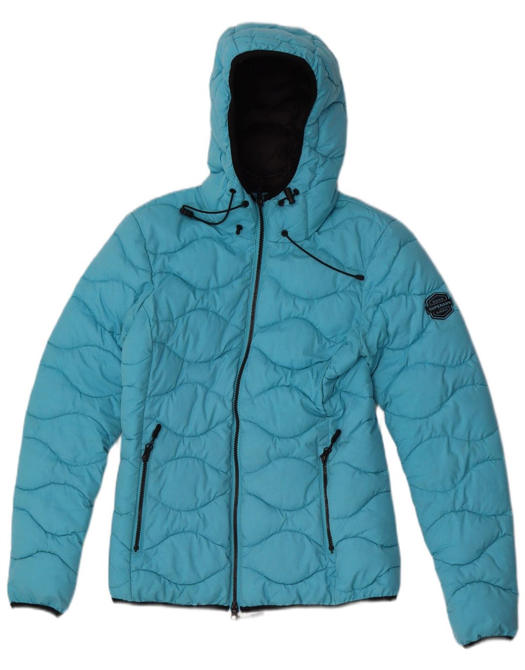 Superdry Wattierte Damenjacke mit Kapuze, UK 8, Größe S, Blau, Polyester