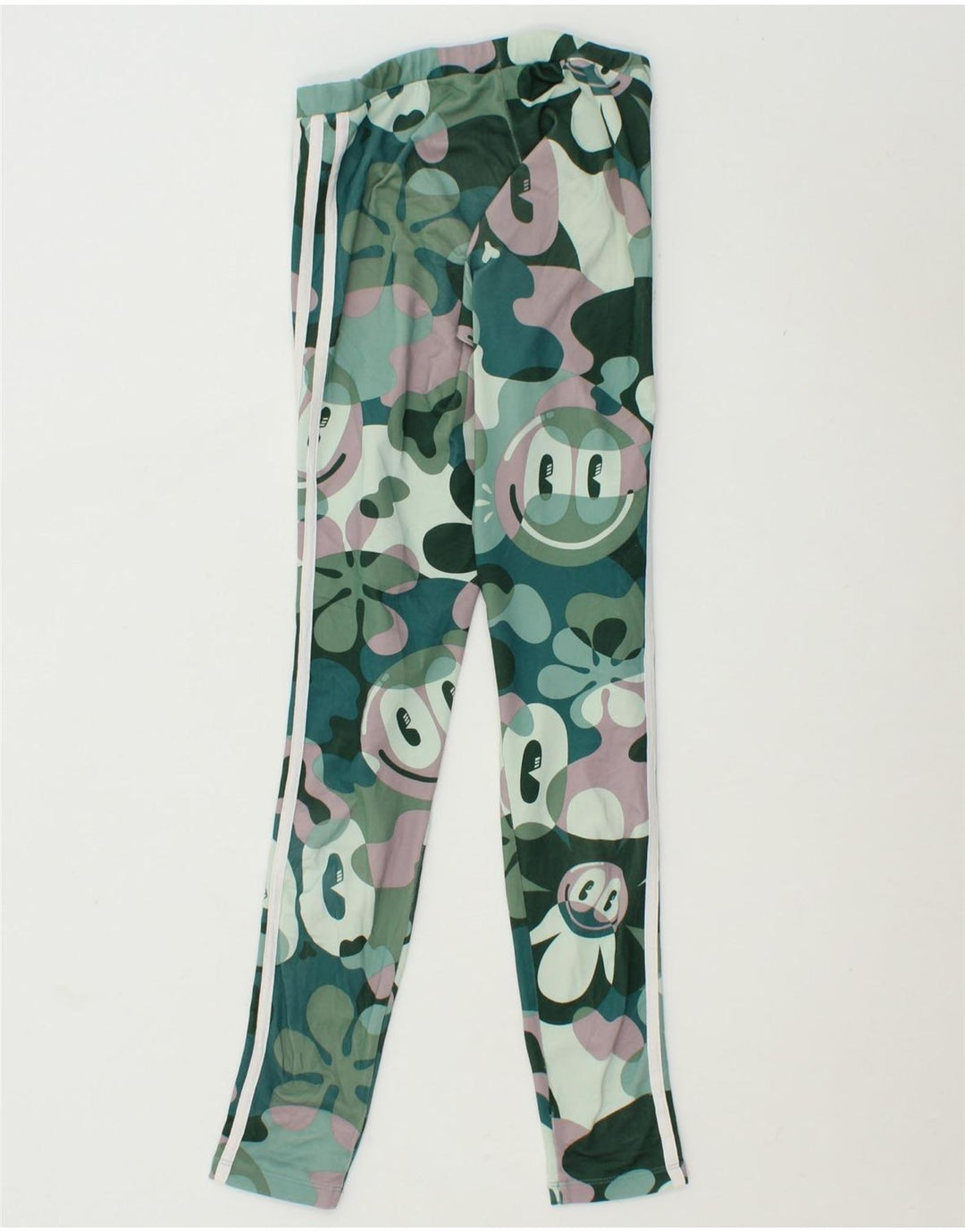ADIDAS Womens Graphic Leggings UK 4 XS Green Polyester Vintage Adidas and Second-Hand Adidas from Messina Hembry 