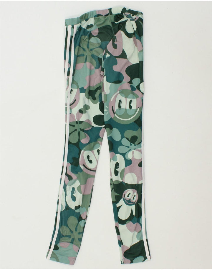 ADIDAS Womens Graphic Leggings UK 4 XS Green Polyester Vintage Adidas and Second-Hand Adidas from Messina Hembry 