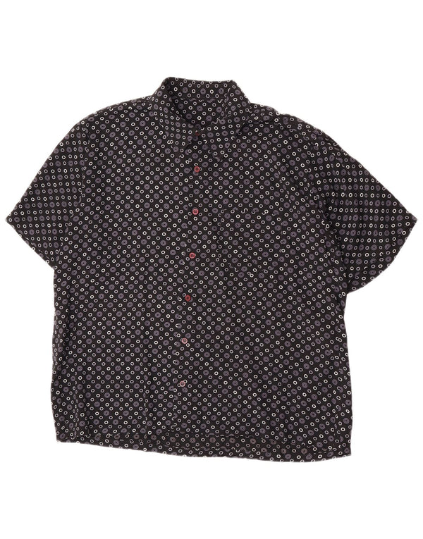 Vintage Herren Kurzarmhemd Medium Schwarz Geometrisch