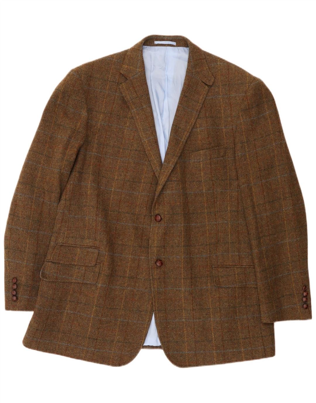 Marks & Spencer Herren-Blazer mit 2 Knöpfen, UK 48, 2XL, braun karierte Wolle