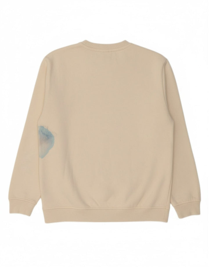 ELLESSE Womens Graphic Sweatshirt Jumper UK 16 Large Off White Cotton