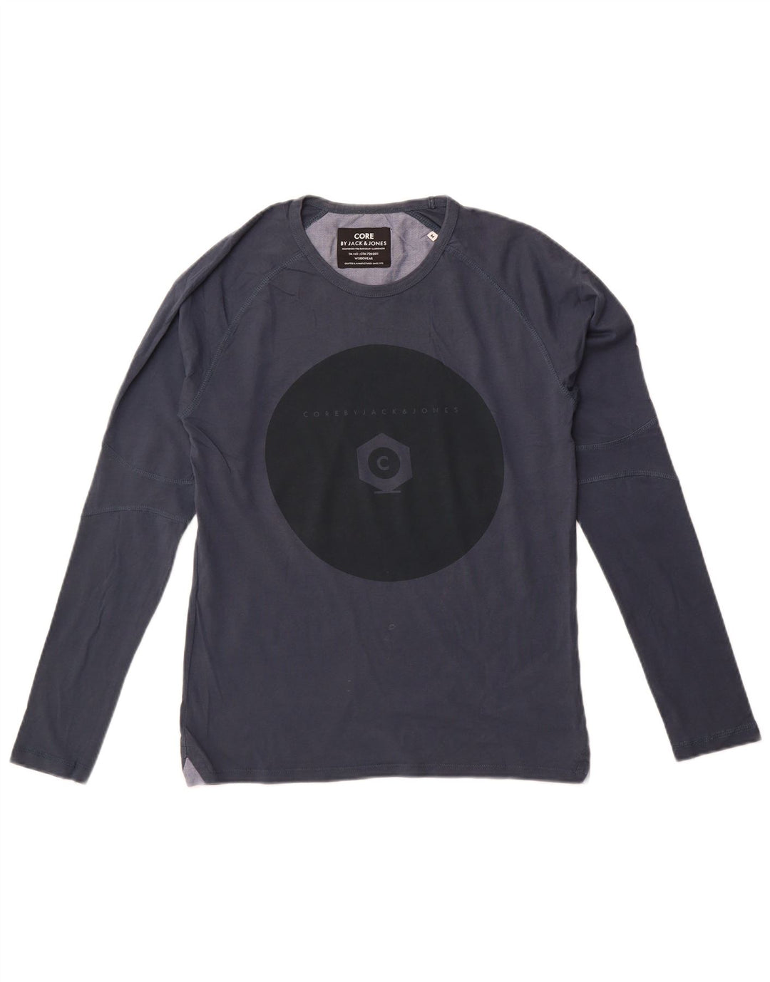 Jack & Jones Herren Grafik-Oberteil, langärmelig, mittelblau