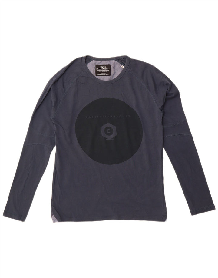 Jack & Jones Herren Grafik-Oberteil, langärmelig, mittelblau