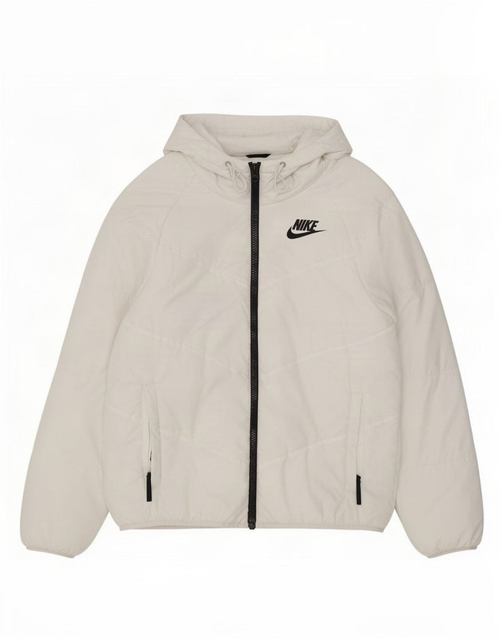 Nike Herren-Windbreakerjacke mit Kapuze, Größe 36, Größe S, Weiß, Polyester