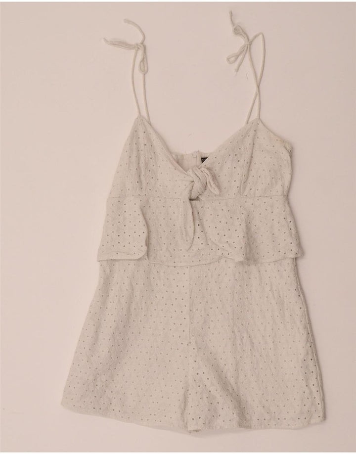 Zara Damen Playsuit UK 10 Small Weiß
