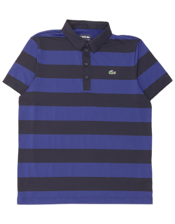 LACOSTE Herren Poloshirt Größe 6 XL Marineblau gestreiftes Polyester