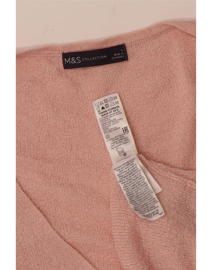 Marks & Spencer Damen-Strickjacke in Übergröße, Gr. 16, Größe L, Rosa, Acryl