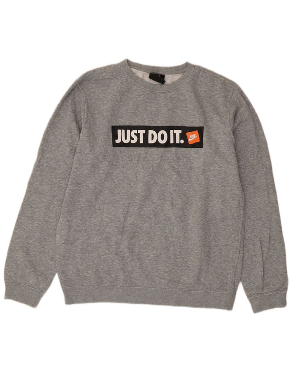 Nike Herren-Sweatshirt mit Grafik, mittelgrau gefleckte Baumwolle