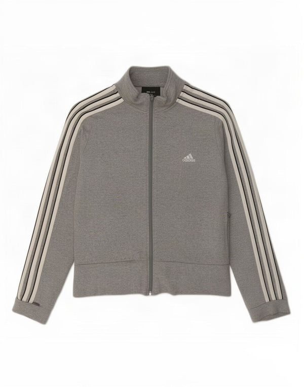 Adidas Damen Trainingsanzug Top Jacke UK 14 Mittelgraue Baumwolle