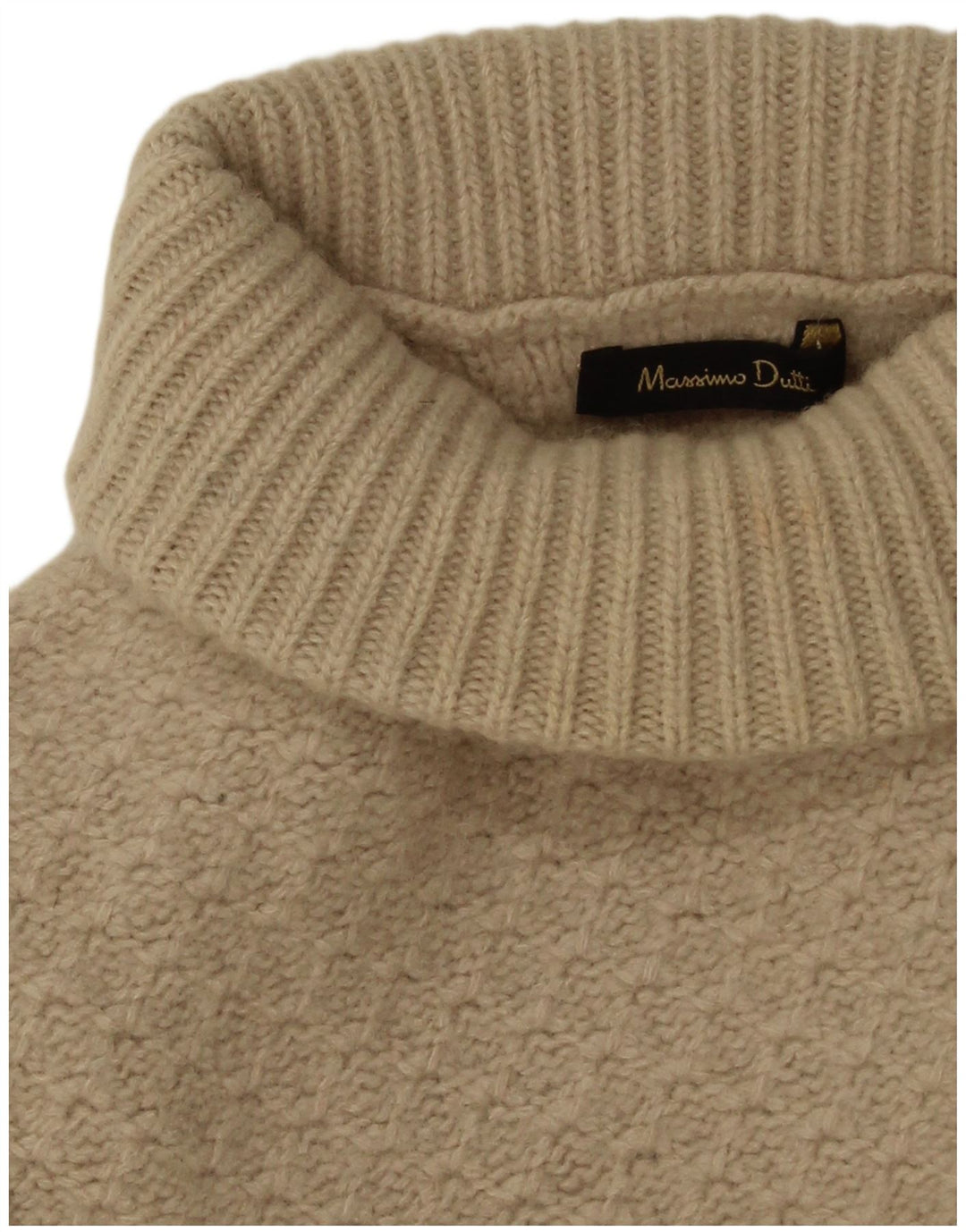 Massimo Dutti Damen-Pullover mit Rollkragen, Gr. 14, groß, beige, geometrisch