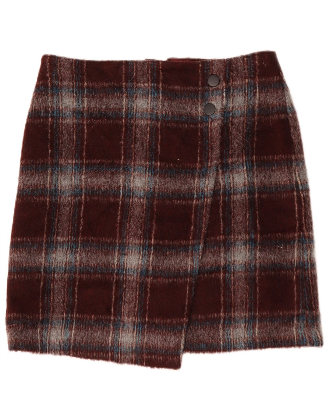 Marks & Spencer Damen Minirock UK 14 Large W34 Burgunderrot kariertes Polyester