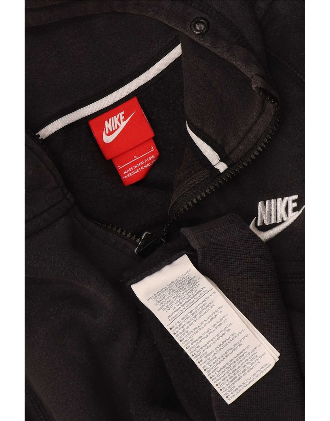 Nike Herren-Kapuzenpullover mit Reißverschluss, groß, aus schwarzer Baumwolle