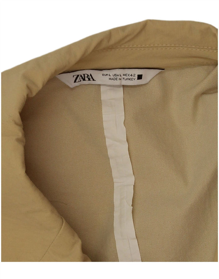 Zara Herren Zweireihiger Mantel UK 40 Large Beige Polyamid