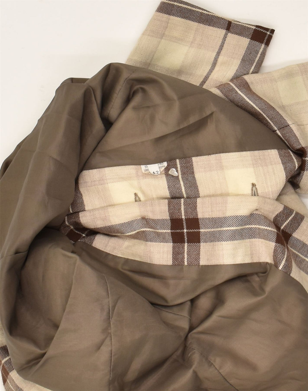SHARI Womens 3 Button Blazer Jacket IT 42 Medium Brown Check Cupro | Vintage Shari | Thrift | Second-Hand Shari | Used Clothing | Messina Hembry 