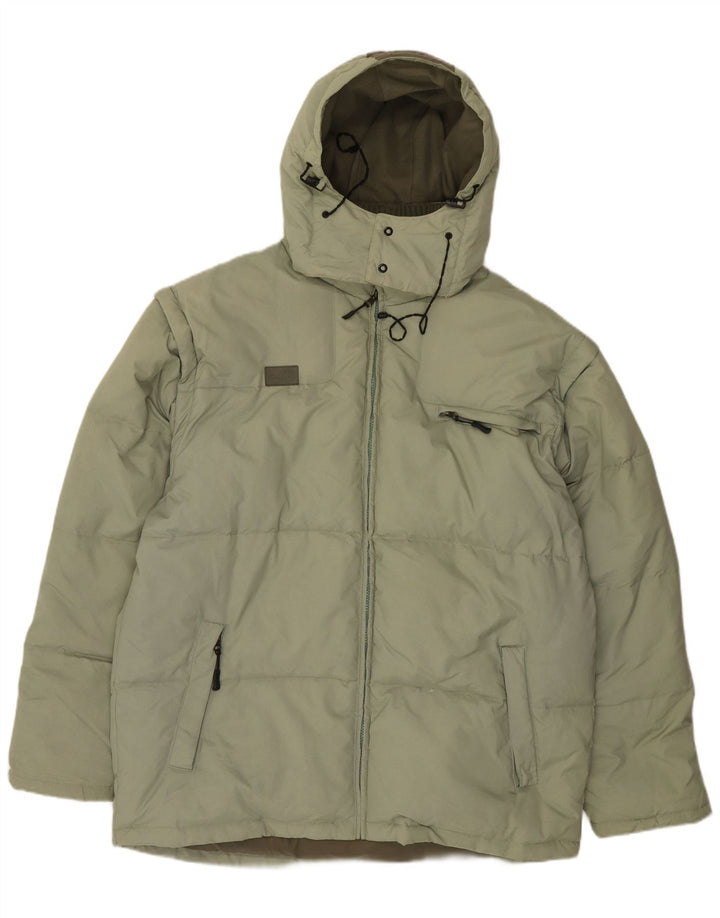 Fila Wattierte Herrenjacke mit Kapuze, UK 44 2XL, grünes Polyamid