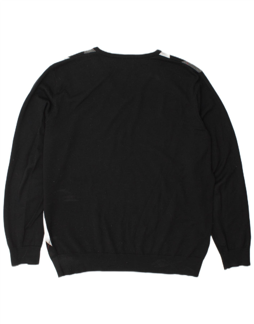 Fred Perry Herren-Pullover mit V-Ausschnitt, XL, schwarze Argyle-/Diamantwolle