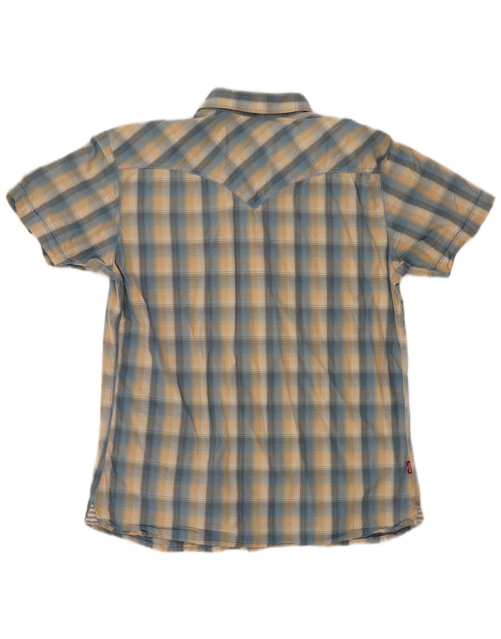 LEVI'S Herren-Kurzarmhemd aus mittelblau karierter Baumwolle