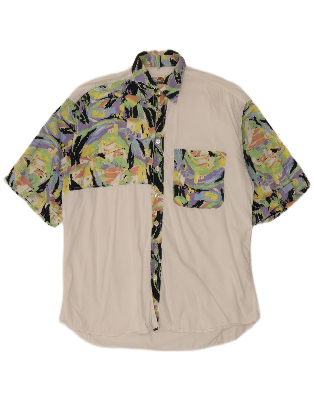 Le Frog Herren-Kurzarmshirt, Größe 39 40, Mittelweiß, Farbblock