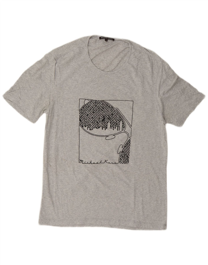 Michael Kors Herren Grafik-T-Shirt-Oberteil Mittelgrau meliert