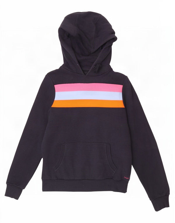 Crew Clothing Damen Kapuzenpullover UK 2 2XS Marineblau Colourblock Baumwolle