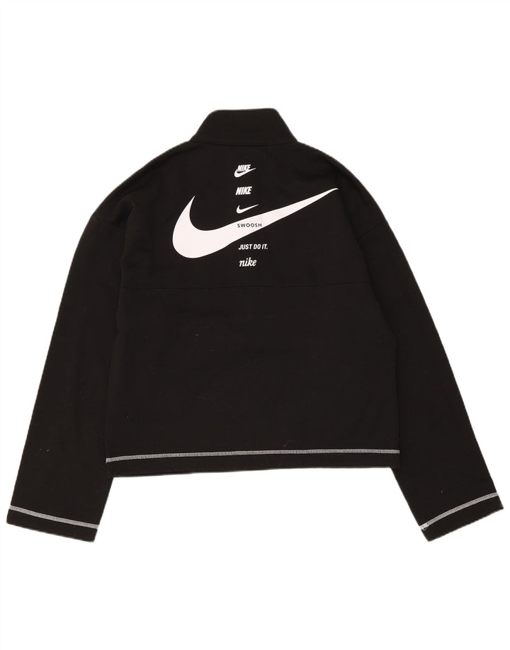 Nike Womens Swoosh Oversized Sweatshirt Pullover UK 6 XS Schwarz Polyester
