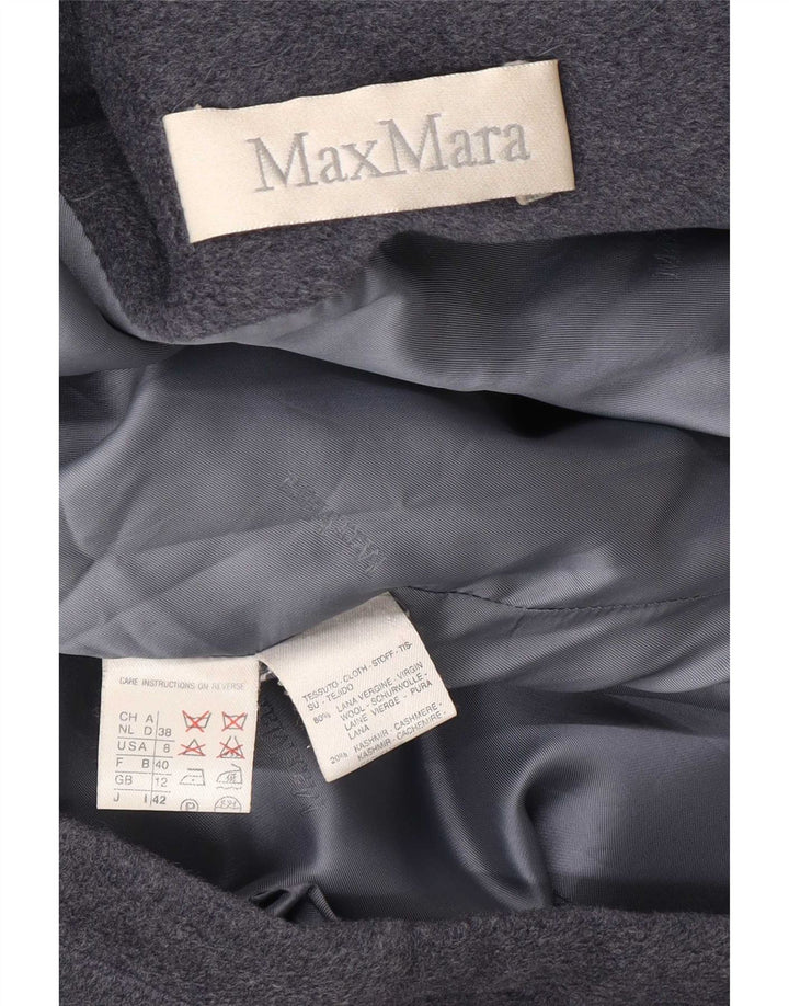 Max Mara Damen-Parka mit Kapuze, übergroß, UK 12, mittelgraue Schurwolle