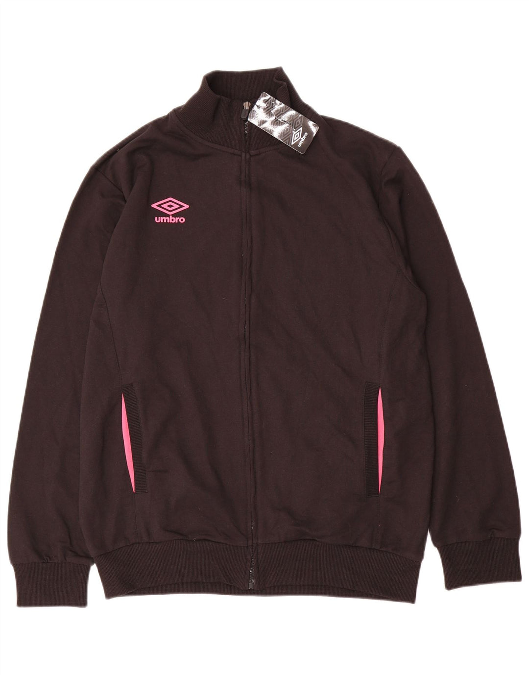 Umbro Herren-Trainingsanzug-Top-Jacke IT 52 Large aus schwarzer Baumwolle