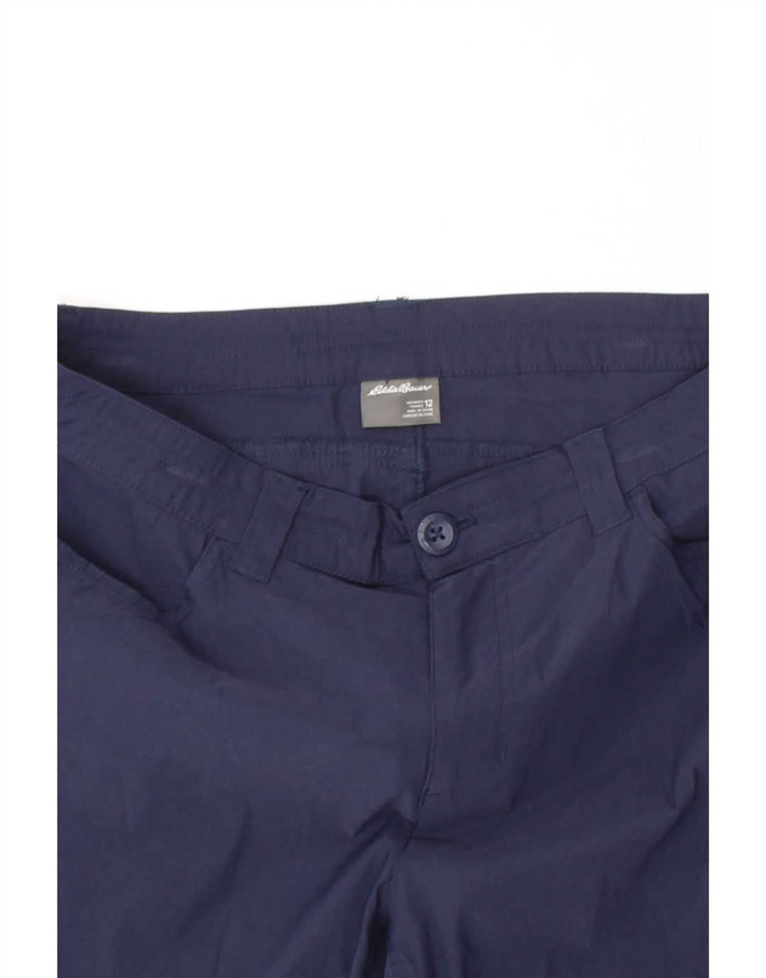 EDDIE BAUER Womens Capri Trousers US 12 Large W34 L20 Navy Blue Polyester Vintage Eddie Bauer and Second-Hand Eddie Bauer from Messina Hembry 