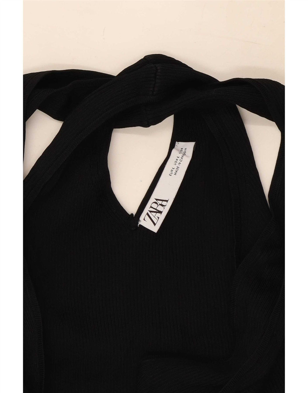 Zara Damen Crop Neckholder Top UK 14 Large Schwarz