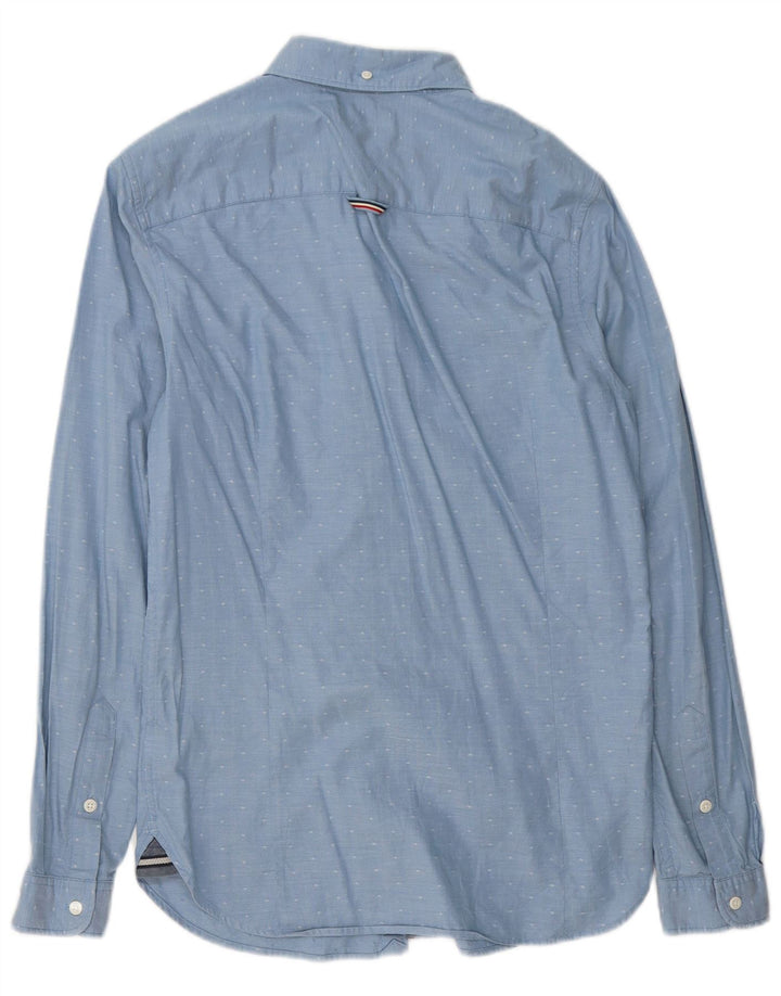 Tommy Hilfiger Herrenhemd, klein, blau gefleckte Baumwolle