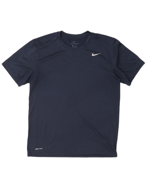 Nike Herren Dri Fit T-Shirt Top Large Marineblau Polyester