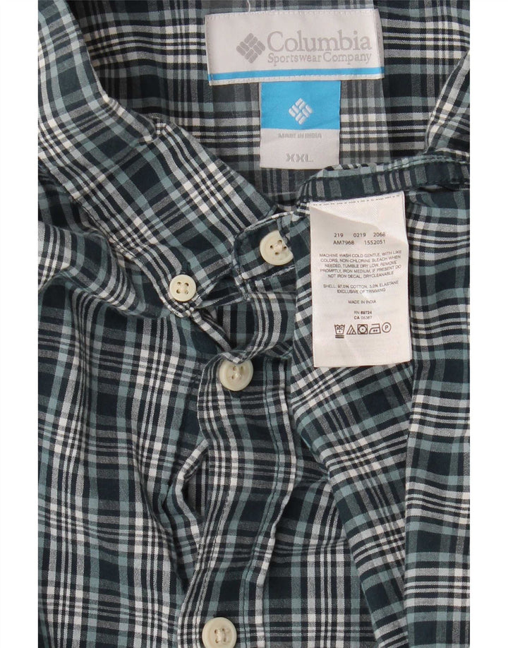 Columbia Herrenhemd 2XL grün kariert Baumwolle