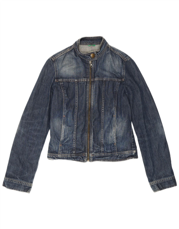 Benetton Damen Jeansjacke UK 8 Small Blaue Baumwolle