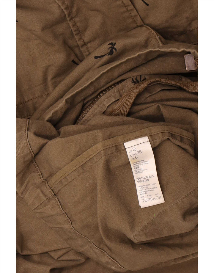 Topshop Damen Übergroße Utility-Jacke mit abstraktem Muster, UK 10, Small Khaki