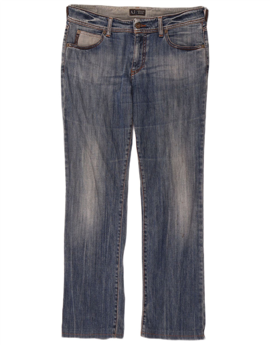 Armani Damen Bootcut-Jeans W29 L29 Blaue Baumwolle