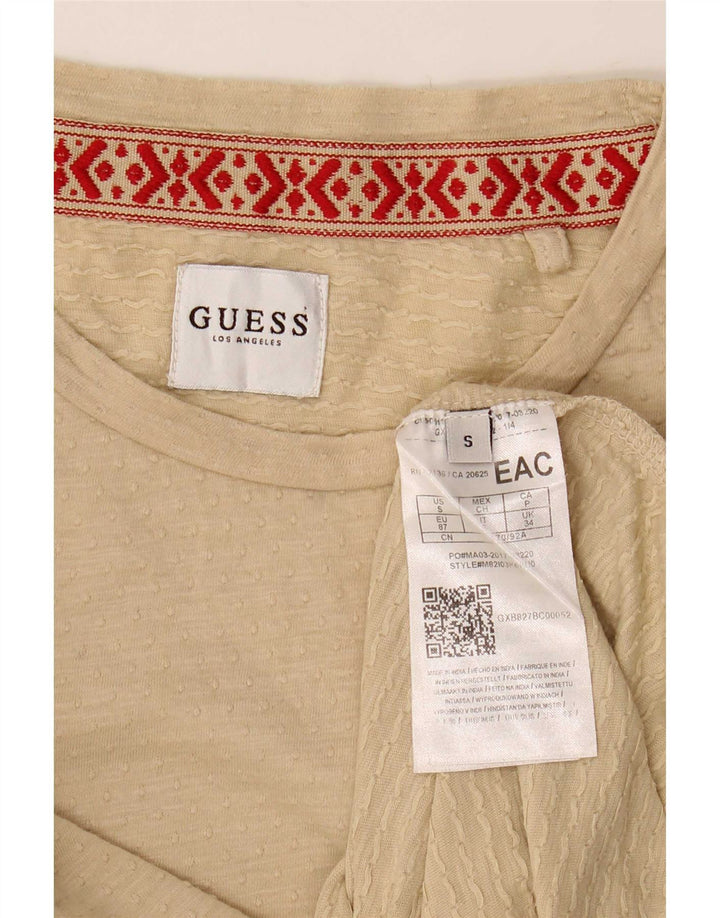 Guess Herren T-Shirt Top Small Beige Baumwolle