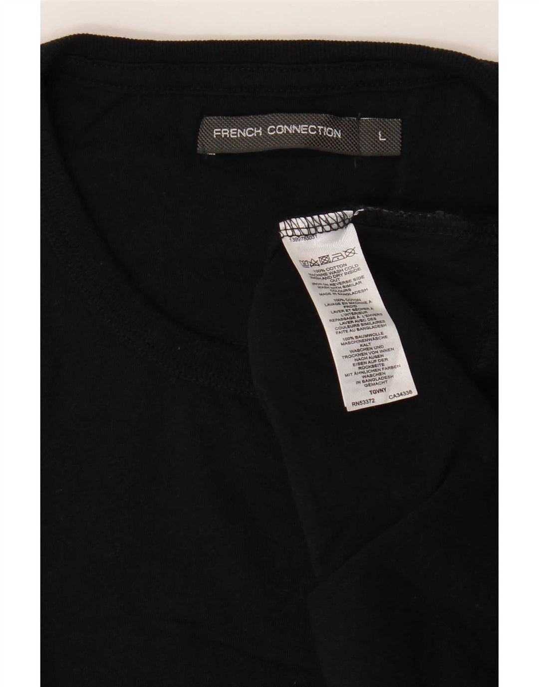 French Connection Herren-T-Shirt-Oberteil, groß, aus schwarzer Baumwolle