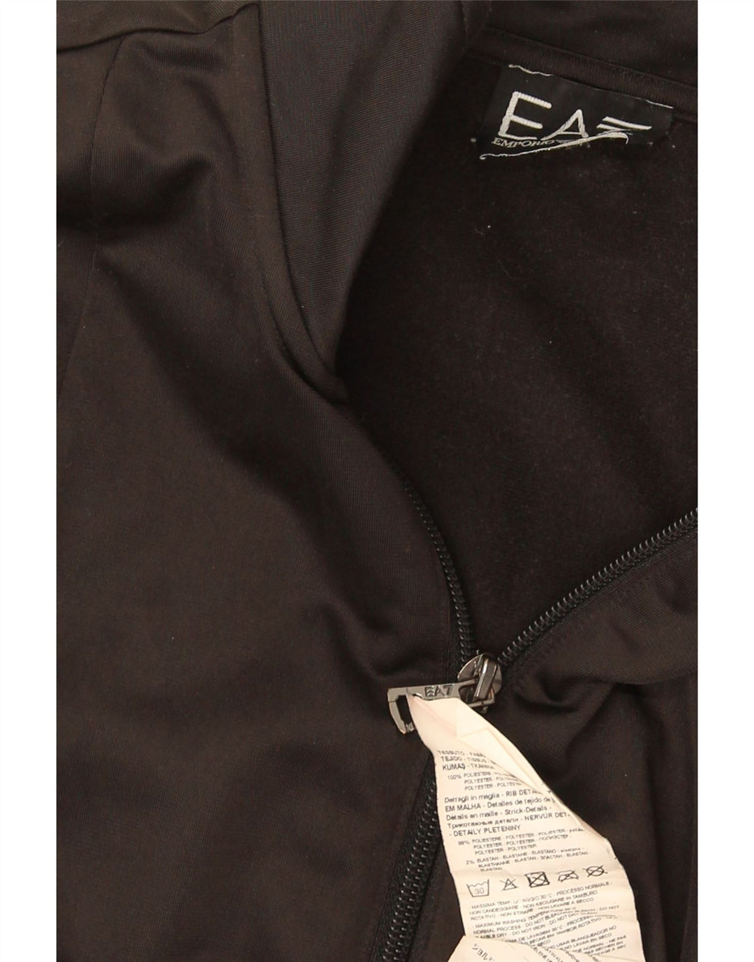 Emporio Armani Herren-Trainingsanzug, Oberteil, Jacke, Größe S, Schwarz, Farbblock-Polyester