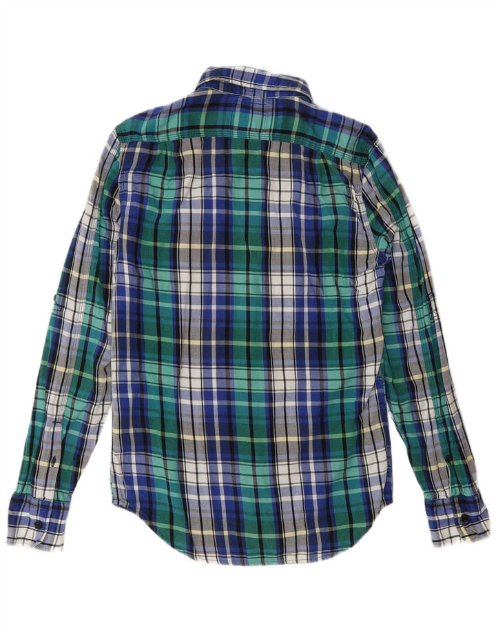 SUPERDRY Herren-Flanellhemd, klein, blau kariert, Baumwolle