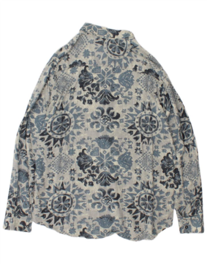 Vintage Herrenhemd XL Blau Geometrisch