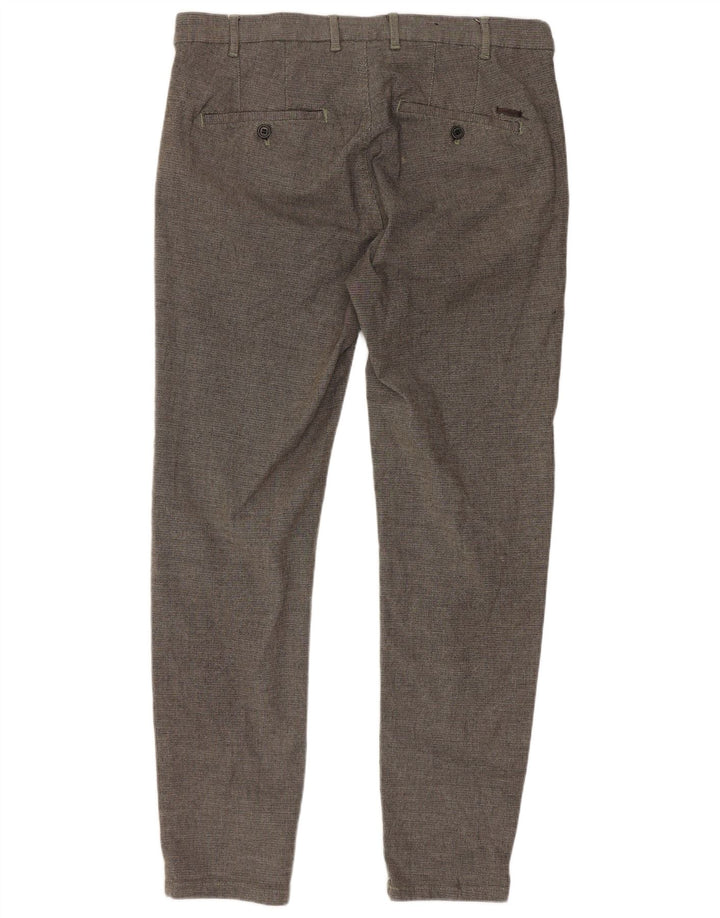 Zara Damen Slim Chino Hose EU 42 Large W32 L28 Grau Polyester