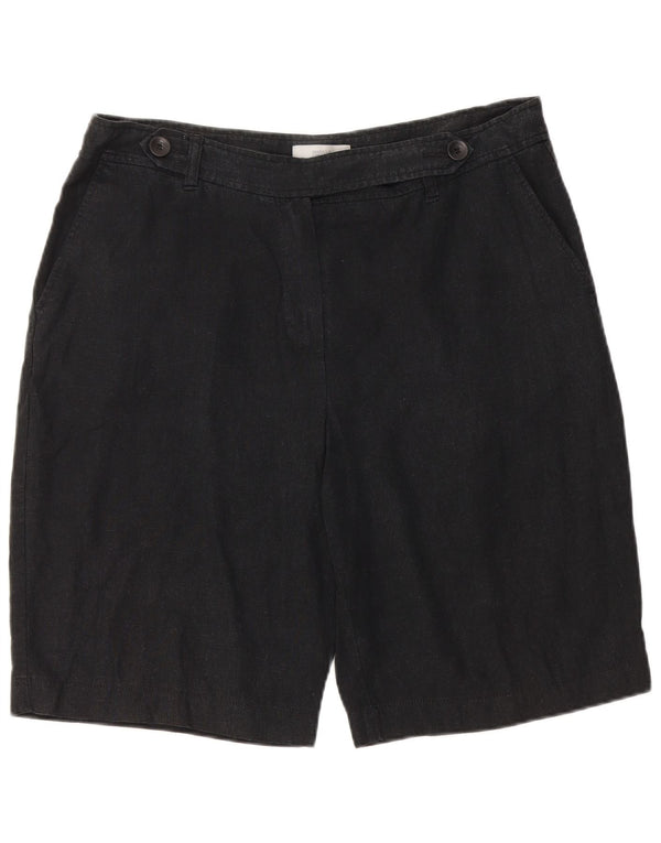 Marks & Spencer Damen Freizeitshorts UK 16 Large W34 Schwarzes Leinen