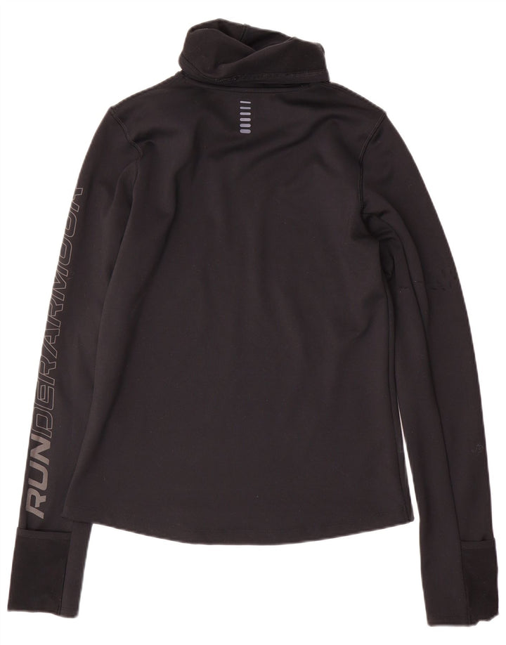 Under Armour Damen Cold Gear Graphic Top Langarm UK 10 Small Schwarz