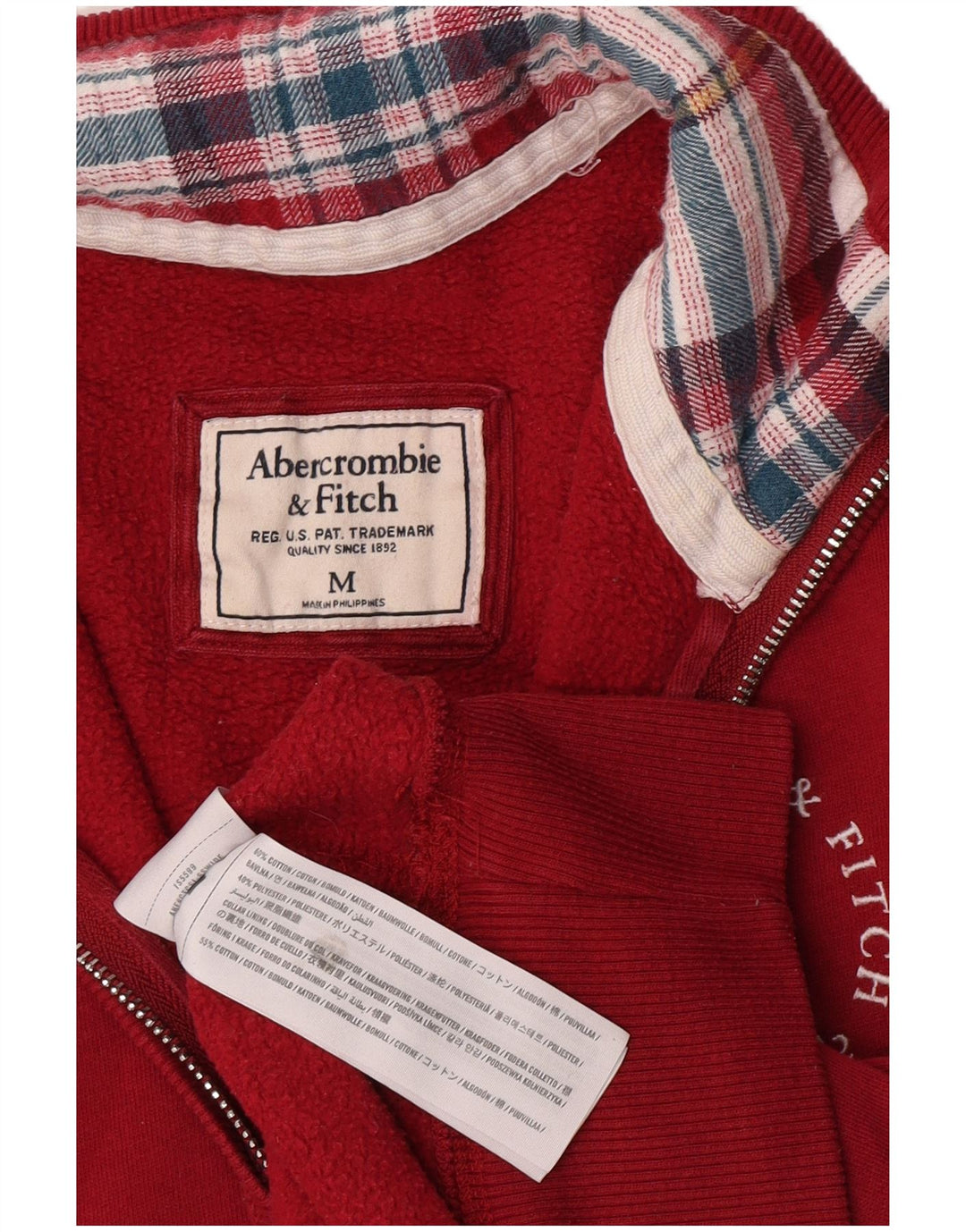 Abercrombie & Fitch Damen-Sweatshirt mit Reißverschluss am Hals, UK 12, mittelrot
