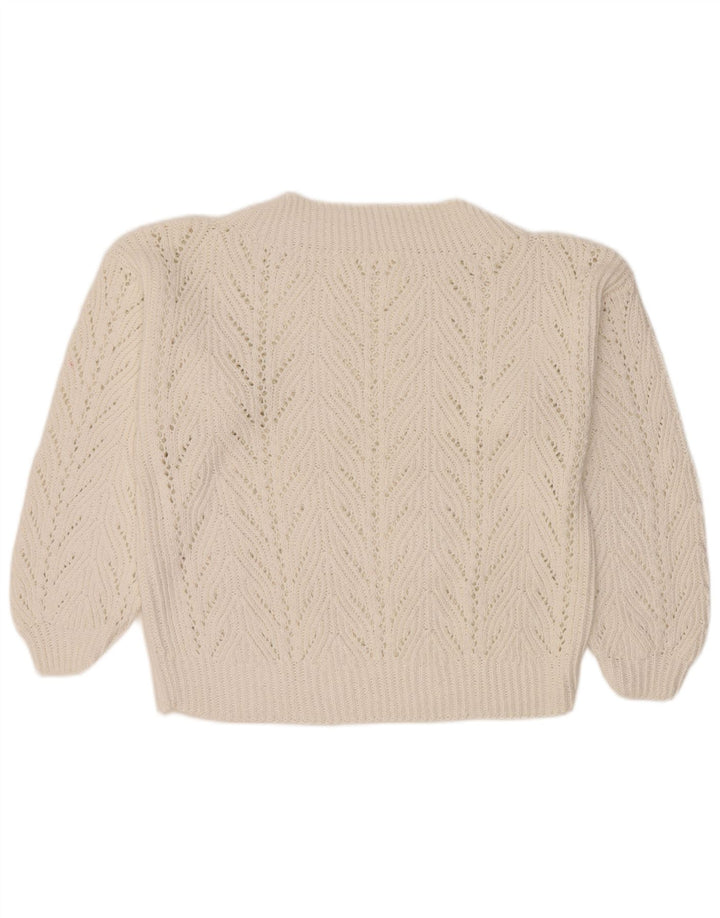 Vintage Damen Rollkragenpullover Pullover UK 14 Groß Weiß