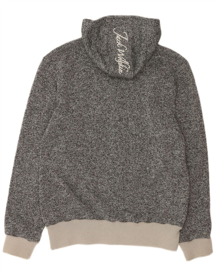 Jack Wolfskin Herren-Kapuzenpullover mit grafischem Reißverschluss, groß, grau geflecktes Polyester